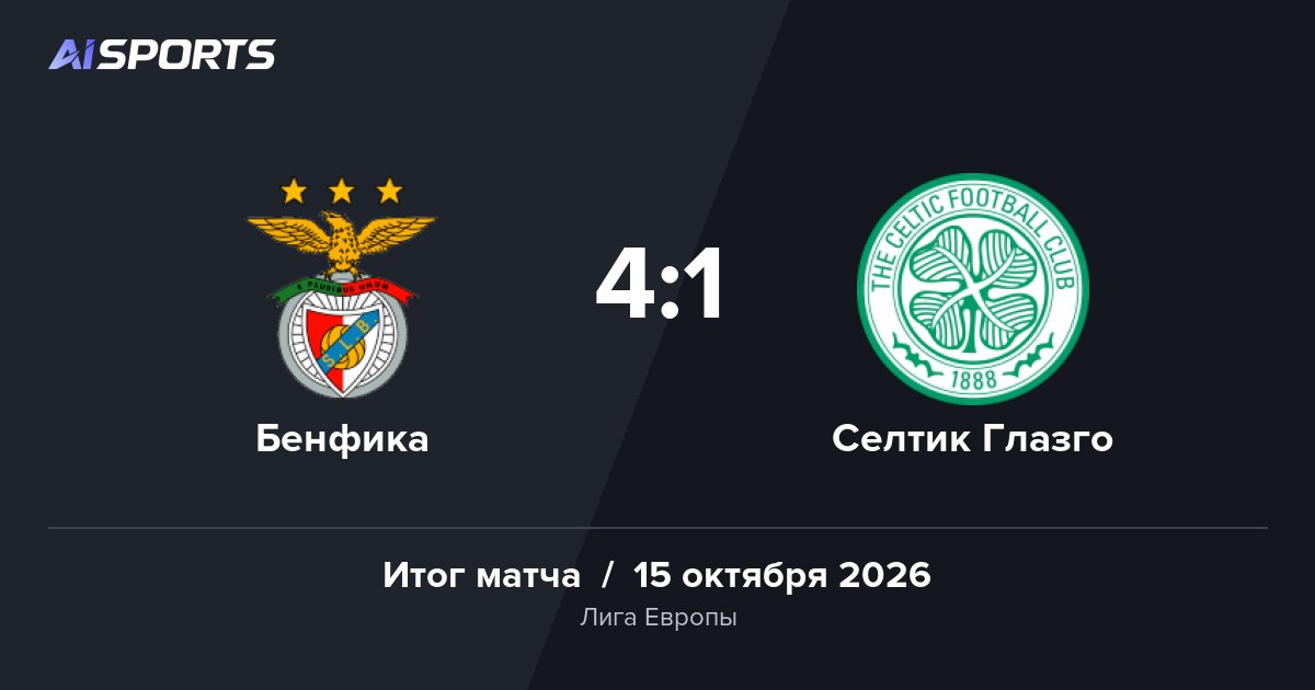 «Бенфика» разгромила «Селтик» в Лиге Европы — 4:1