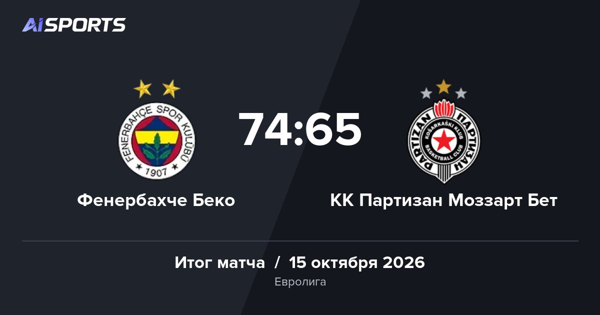 «Фенербахче Беко» обыграл «Партизан» в 6-м туре Евролиги — 74:65