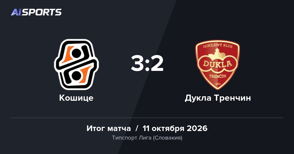 «Кошице» обыграл «Дуклу Тренчин» 3:2 в Типспорт Лиге