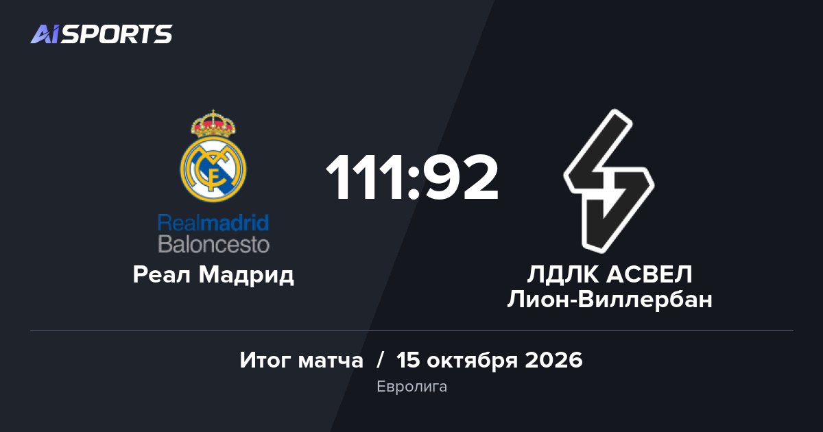 «Реал Мадрид» победил АСВЕЛ в 6-м туре Евролиги — 111:92
